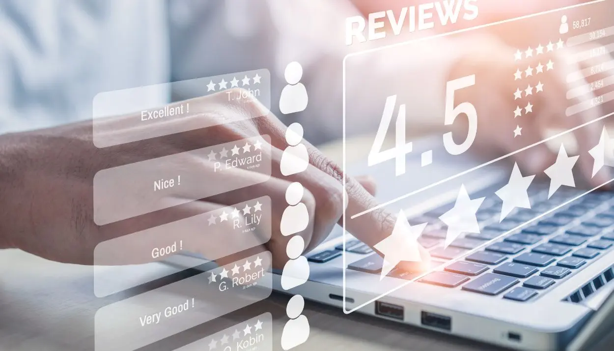 digital screen with a review