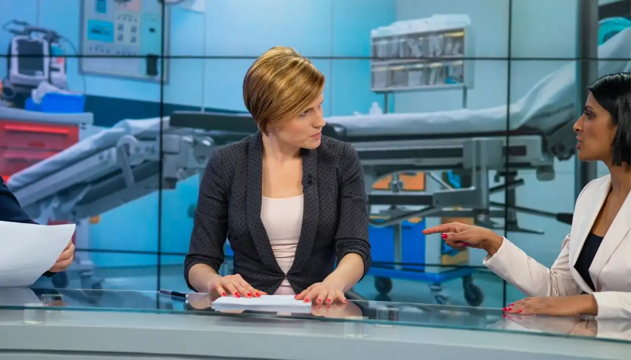 two women debating in tv news