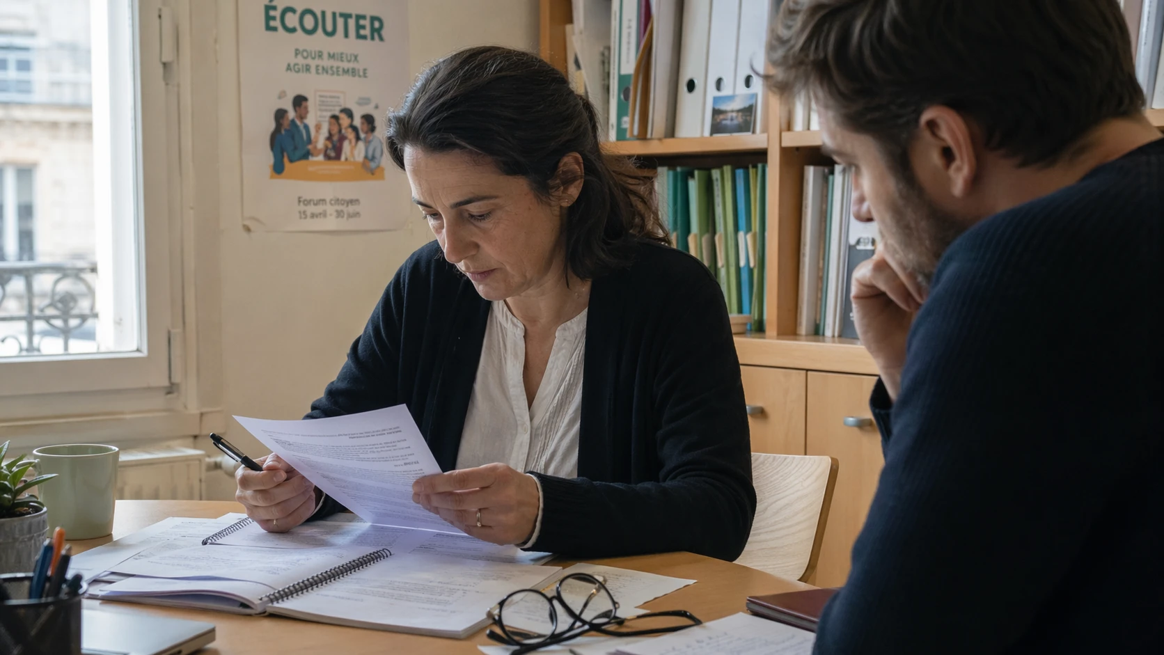 Institutional team reviewing community insights to improve communication strategy, representing strategic listening in closed messaging and low-visibility digital spaces.